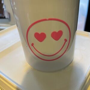 White Mug with Pink Heart Eyes Smiley